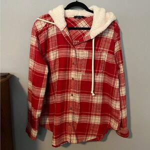 Love Tree Red Plaid Sherpa Hoodie